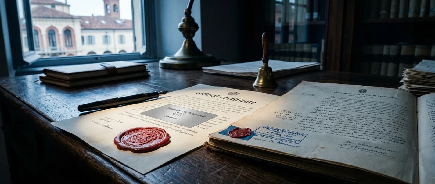 Documentos italianos preparados para uso internacional