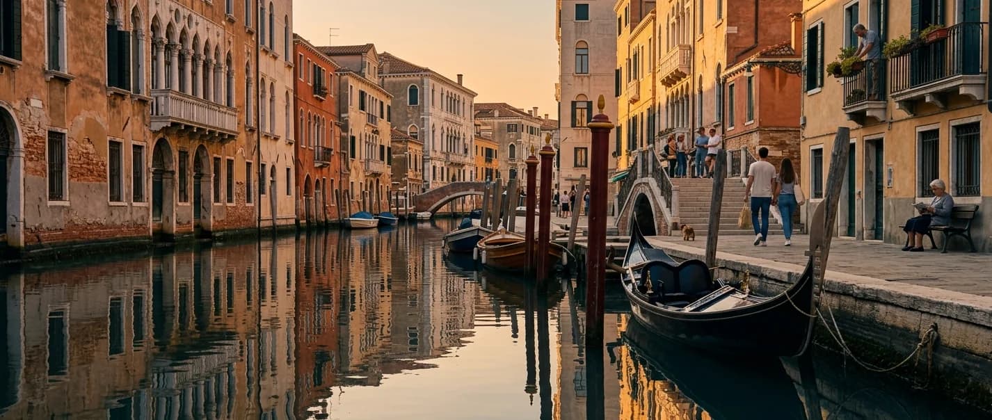 Canal italiano al atardecer — inicio de una nueva etapa