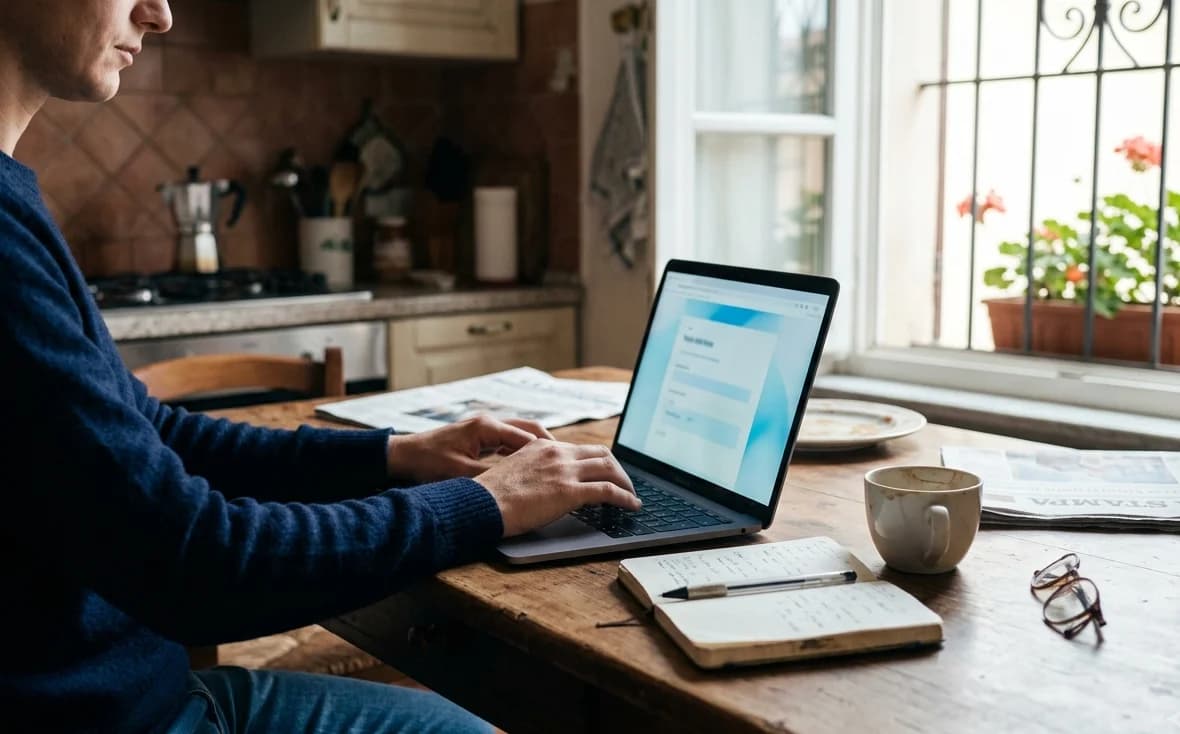 Ordenador con formularios digitales para trámites anagráficos