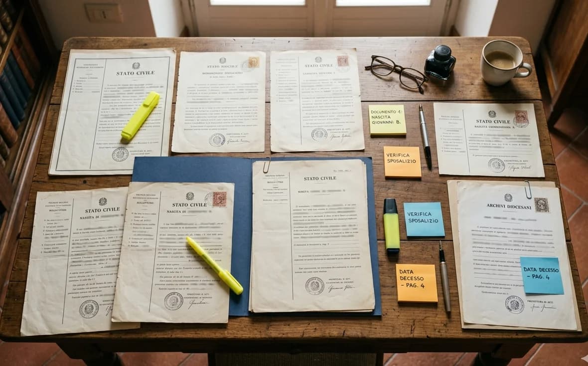 Documentos de estado civil y pasaporte italiano