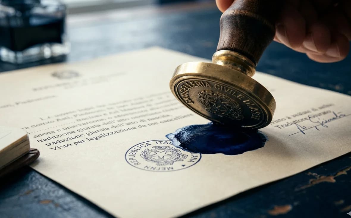 Documentos legales con sello de asseveración