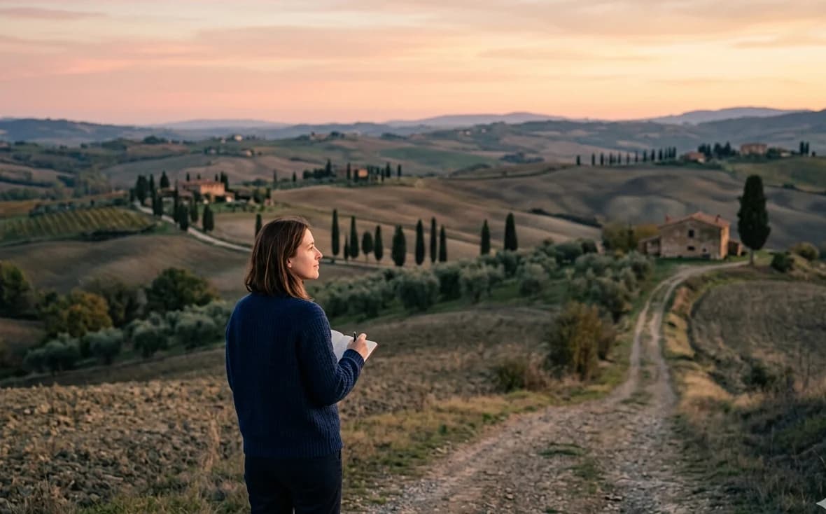 Paisaje italiano al atardecer